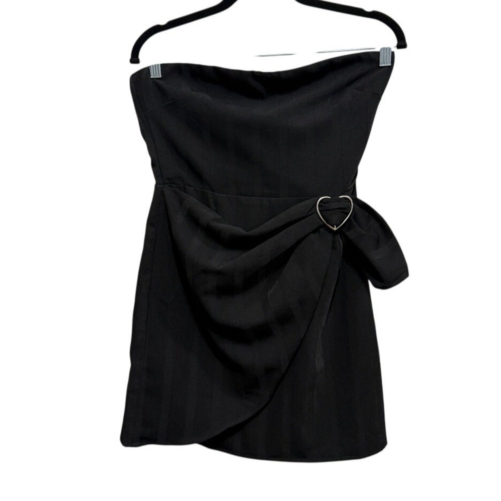 Lovers + Friends Black Addie Strapless‎ Mini Dress Heart Buckle Medium